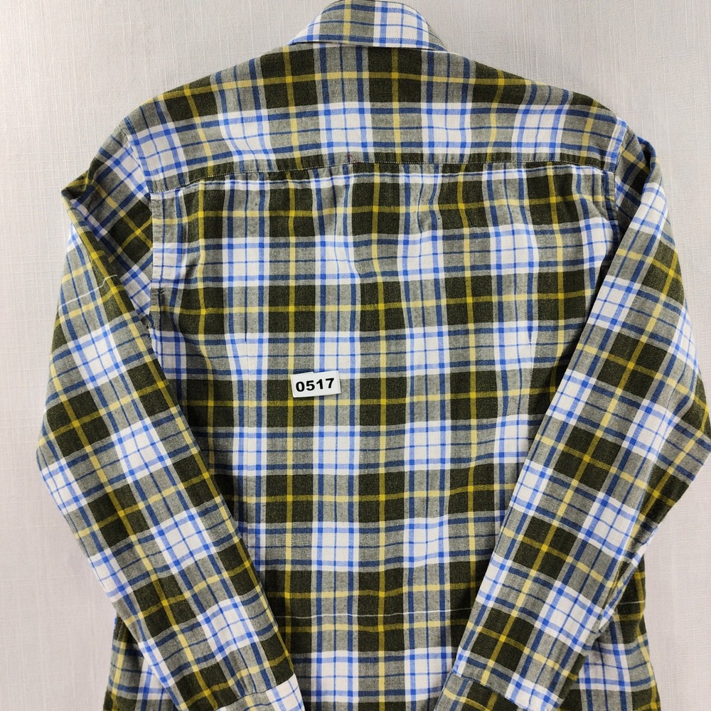 Lauro Napoli Shirt Mens 15.75 40 Olive Blue Plaid 100% Cotton Made in Italy - Picture 10 of 10